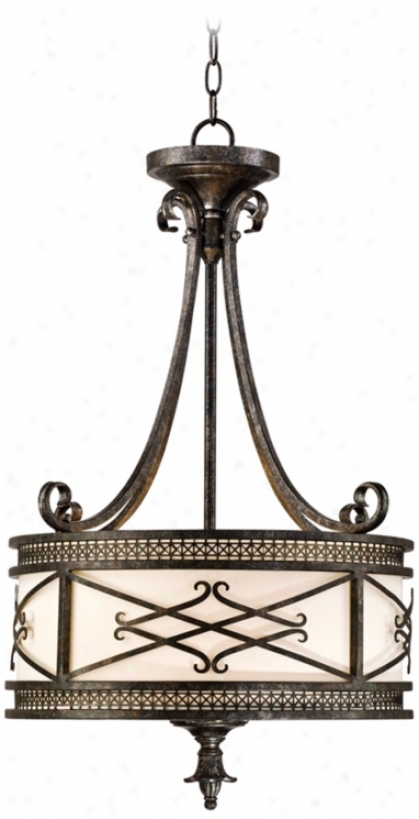 Traditional 19 1/2" Wide Bronze Drum Pendant Light (v8404)