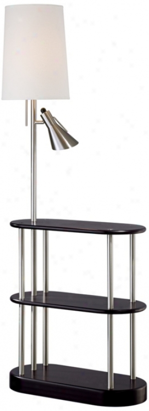 Triple Shelf Brushed Steel Espresso Floor Lamp (r260)