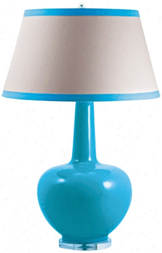 Turquoise China Urn Table Lamp (n2174)