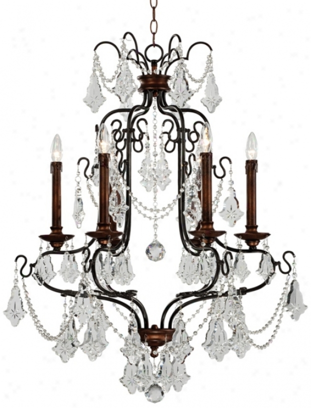 Two-tone Bronze And Gold 30" Wide Crystal Chandelier (p4404)