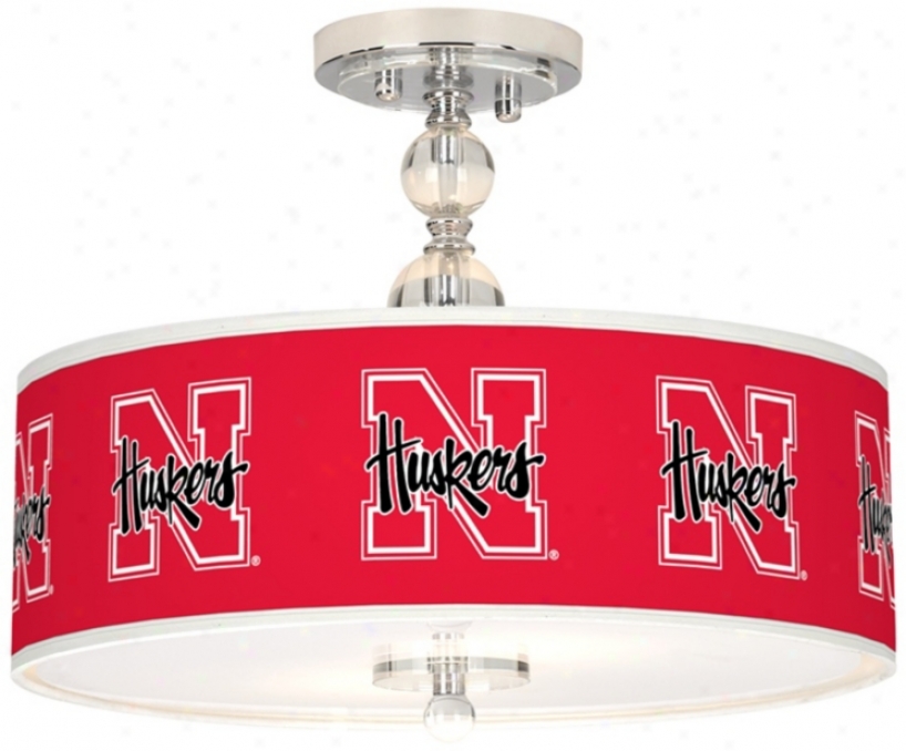 University Of Nebraska 16" Wide Semi-flush Csiling Light (n7956-y3652)