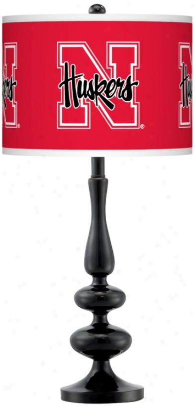 University Of Nebraska Gloss Black Table Lamp (n5714-y3386)