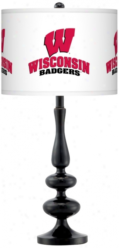 University Of Wisconsin Gloss Black Table Lamp (n5714-y3400)