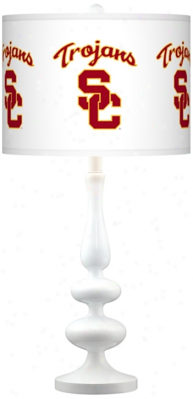 Usc Trojans Gloss White Table Lamp (n5729-y4208)