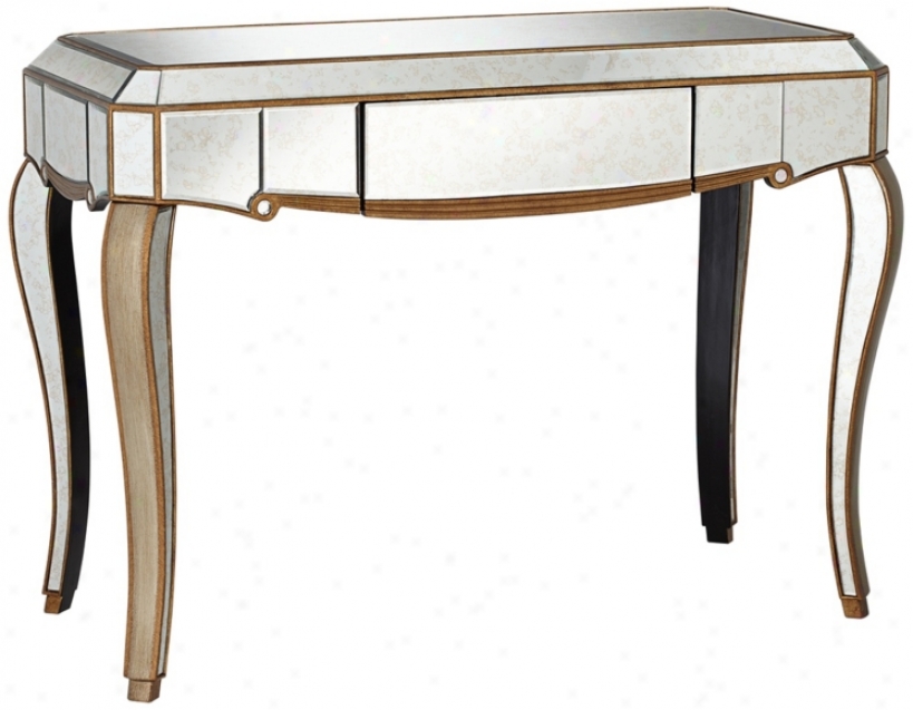 Vanessa Antique Gold Mirrored Console Table (w3061)