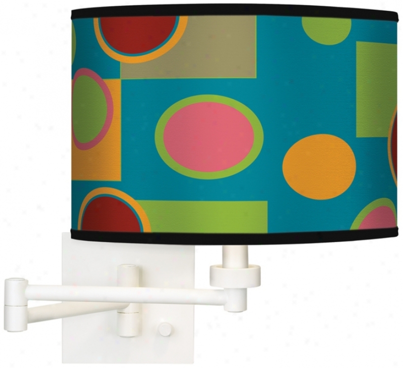 Vibrant Retro Medley Giclee White Swing Arm Wall Light (h6558-h7096)