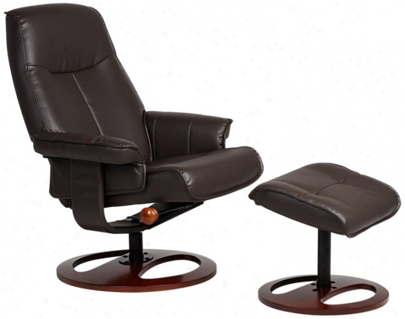 Vincente Kona Brown Vinyl Recliner With Ottoman (w9452)