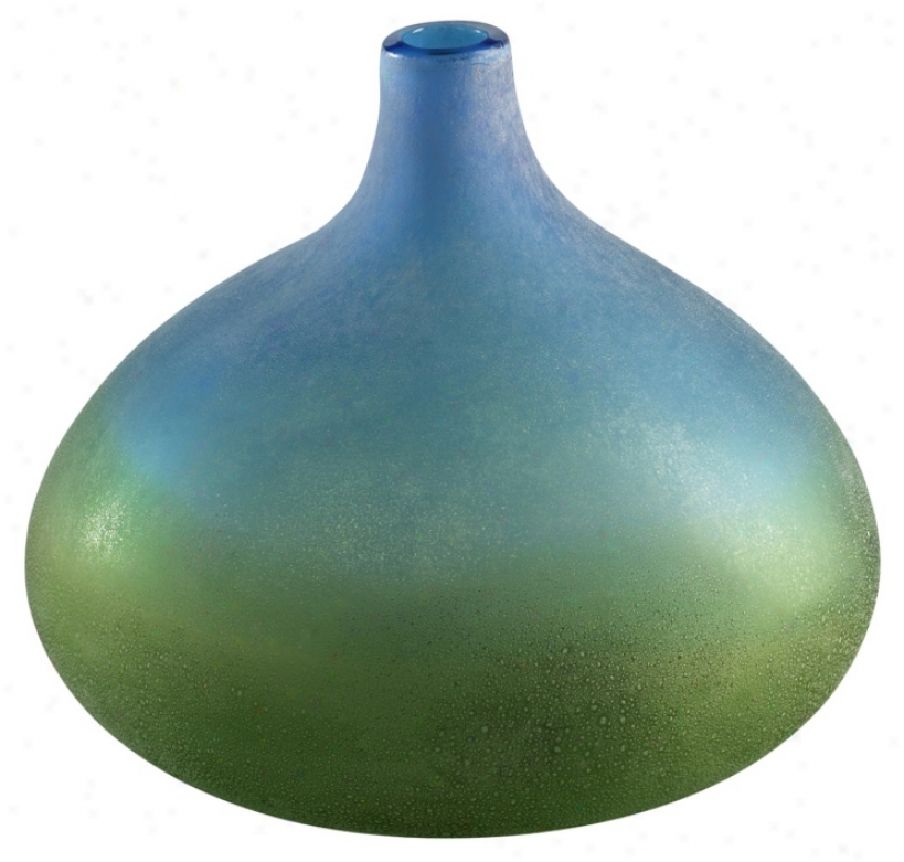 Vizio Blue And Green 9 3/4" High Art Glass Vase (j0389)