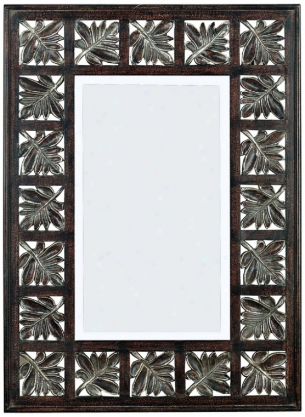 Walnut Leaves 32" High Wall Mirror (t5014)