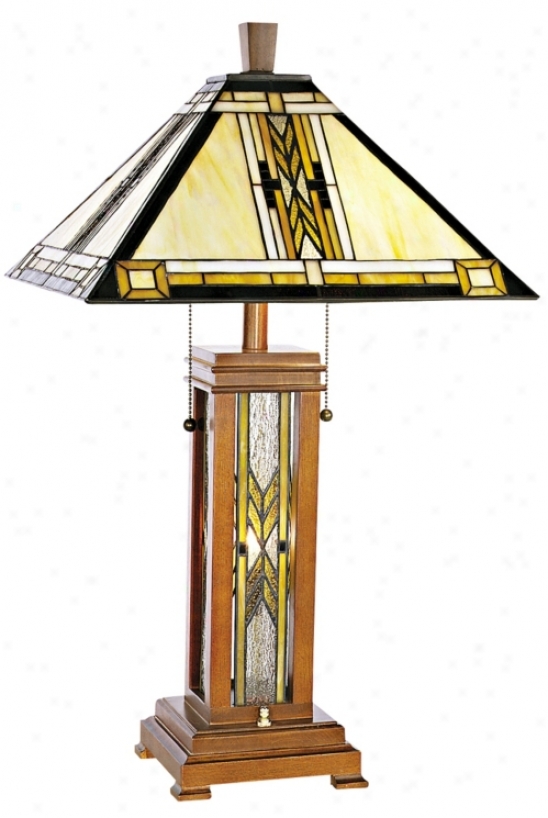 Walnut Mission Style Wiht Night Light Table Lamp (75090)