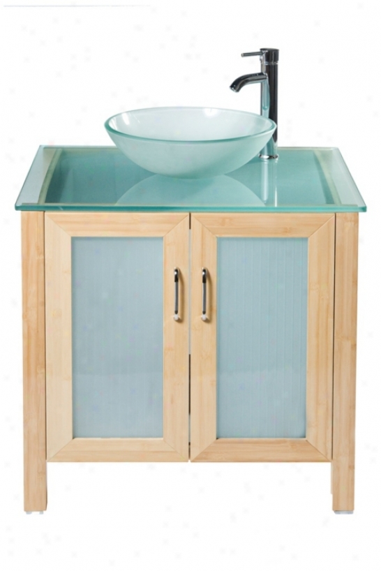 Waterhohsse Frosted Glass Bamboo Vanity Set (r9173)