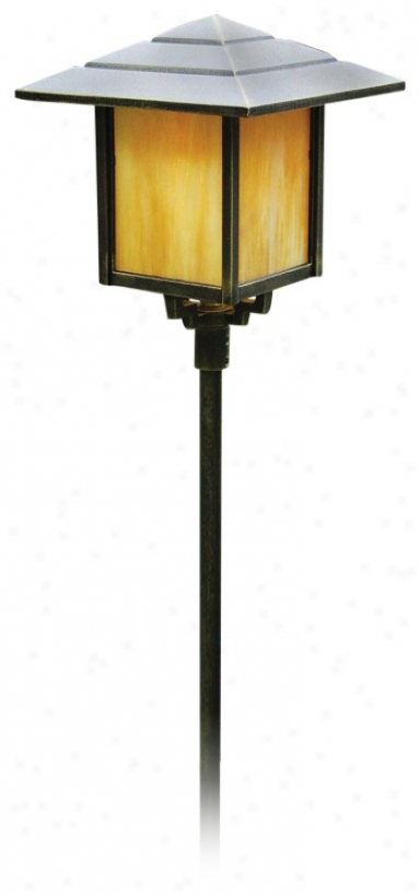 Weathered Bronze Honey Opal Glass 30" High Path Light (m0866)