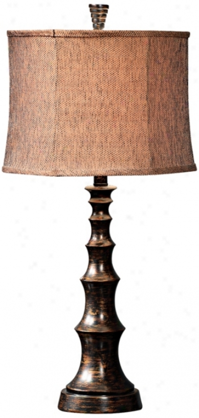 Weathered Bronze Tweeddy Cloth of flax Table Lamp (j1235)