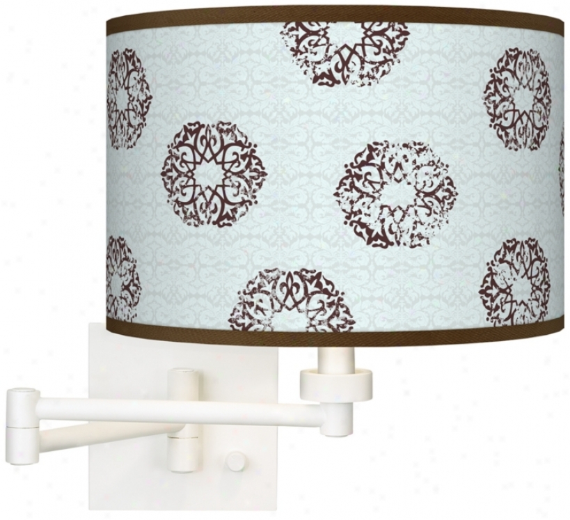 Weathered Medallion Giclee White Pkug-in Swing Arm Wall Light (h6558-t8201)