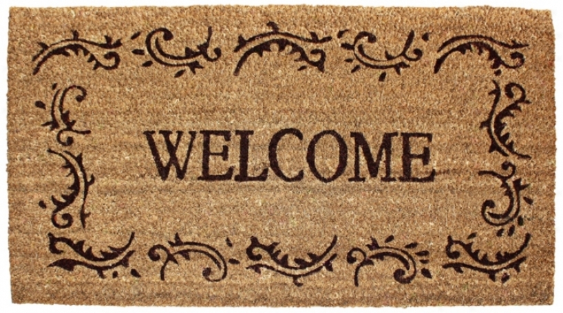 Welcome Filigree Printed Coir Doormat (w7599)