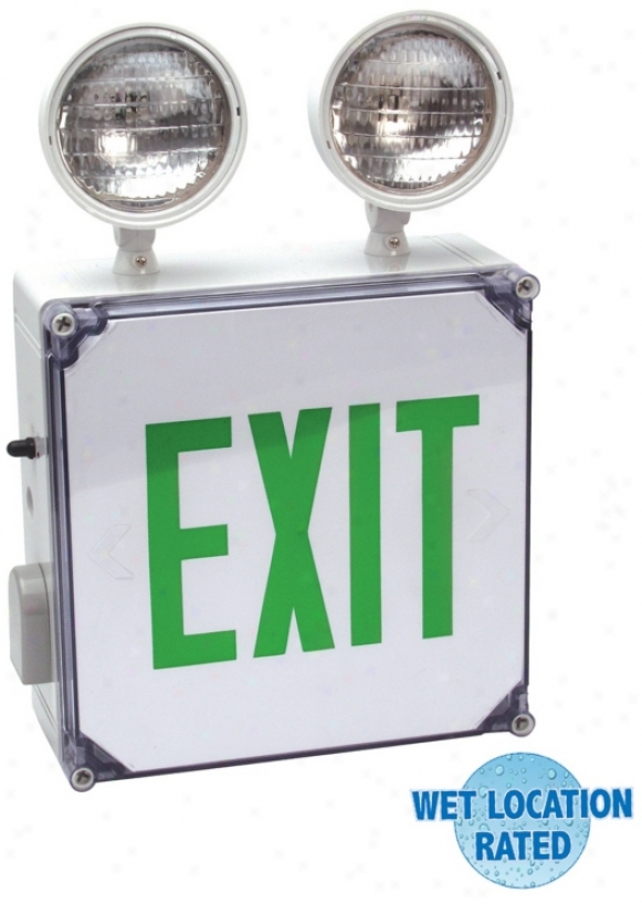 Wet Location Green Emergency Light Exit Sign (54403)