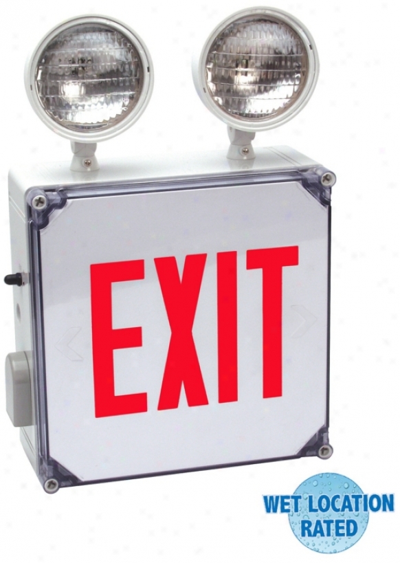 Wet Location Red Emergency Light Exit Sign (54335)