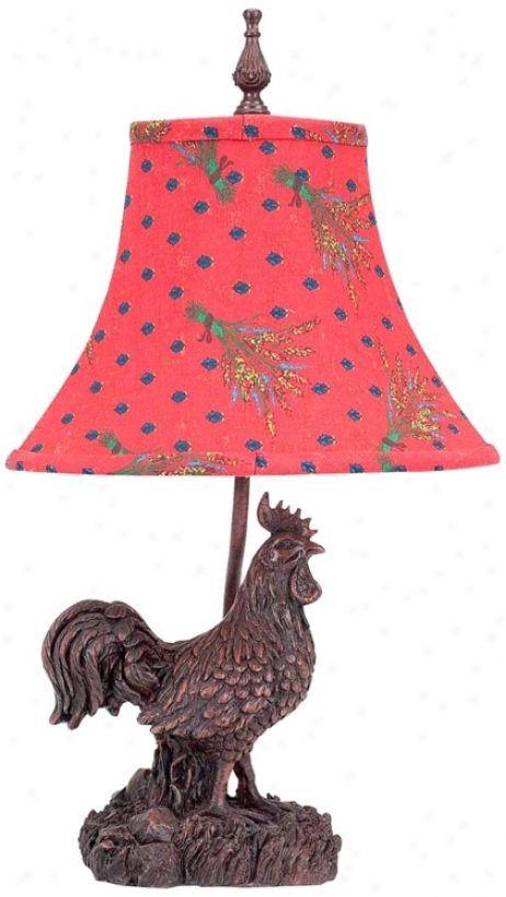 Wheatland Rooster Red And Blud Polka Dot Shade Accent Lamp (v3299)