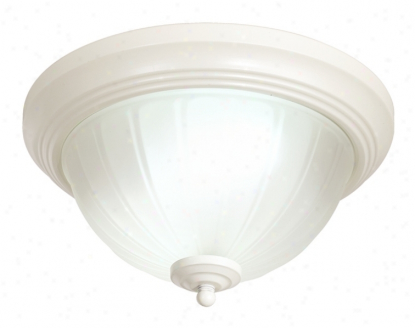 White 11" Wide Frosted Melon Glass Ceiling Light (35701)