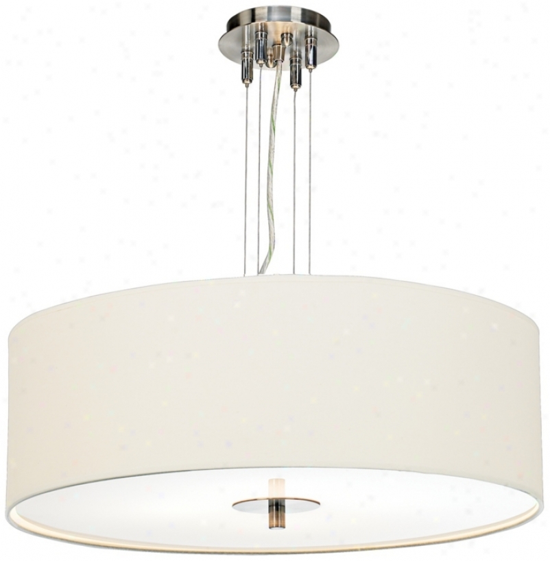 White Four Light 24" Wide Pendant Chandelier (j9972)