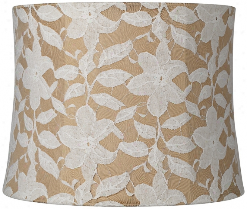 White Lace Over Gold Drum Shade 12x13x10 (spider) (u0975)