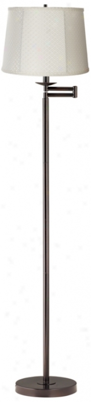 White Lattice Bronze Swing Arm Floor Lamp (41523-w9962)