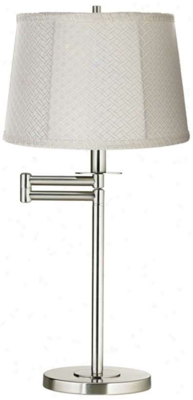 White Lattice Brushed Nickel Swing Arm Desk Lamp 4(1253-w9961)