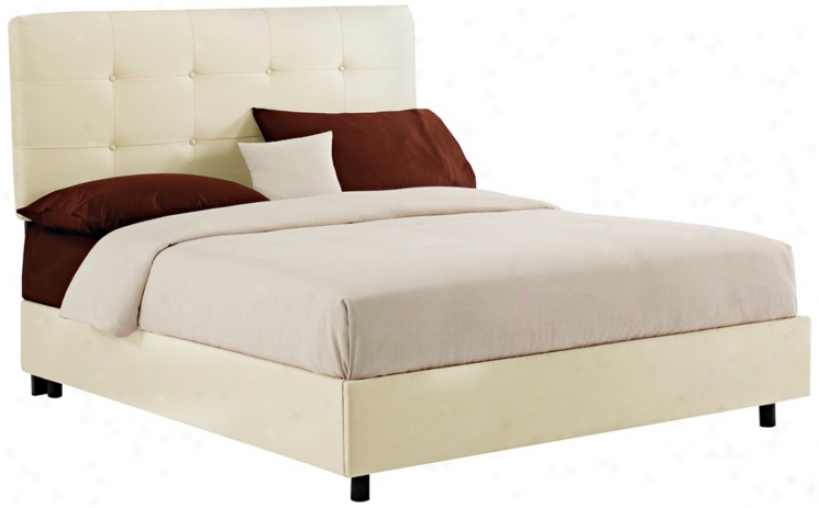 White Microsuede Tufted Bed (full) (n6195)