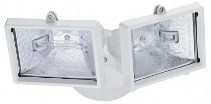 White Mini Twin Head Halogen Outdoor Flood Wall Light (h9573)