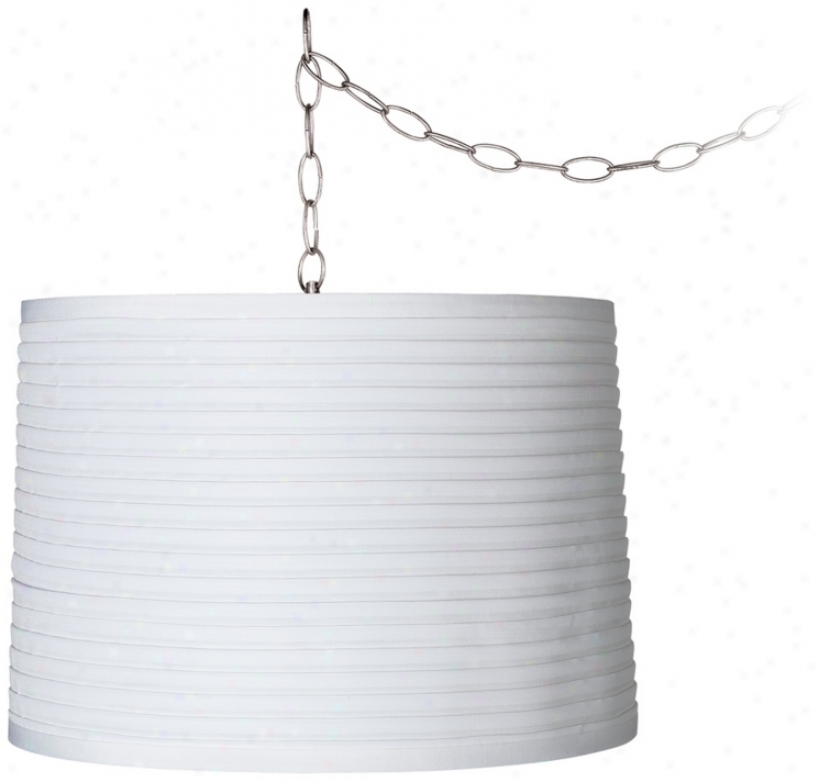 White Pleat 16" Wide Brushed Steel Swag Chandelier (w2813-20281)