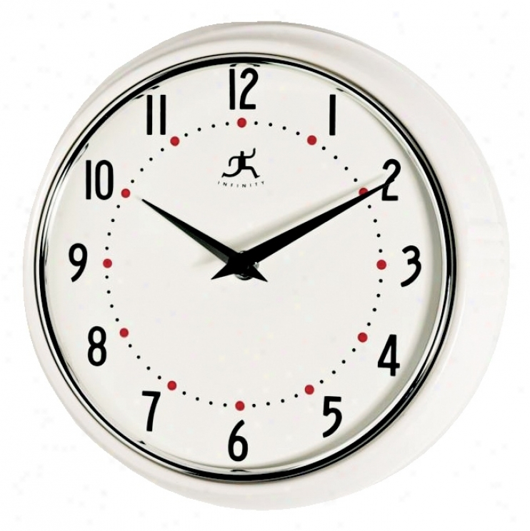 White Retro Round Metal Wall Clock (g8755)