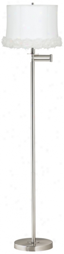 Whiet Rosettes Brushed Nickel Swing Arm Floor Lamp (42316-u0985)