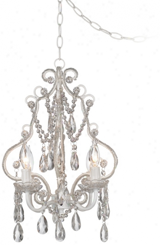 White With Crystal Accents Plug-in Swag Chandelier (p5787)