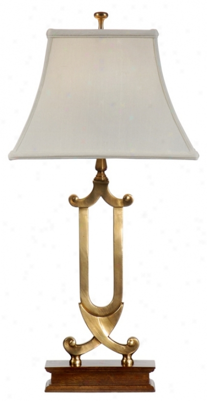 Wildwood Crossed Scrolls Antique Brass Twble Lamp (p4144)