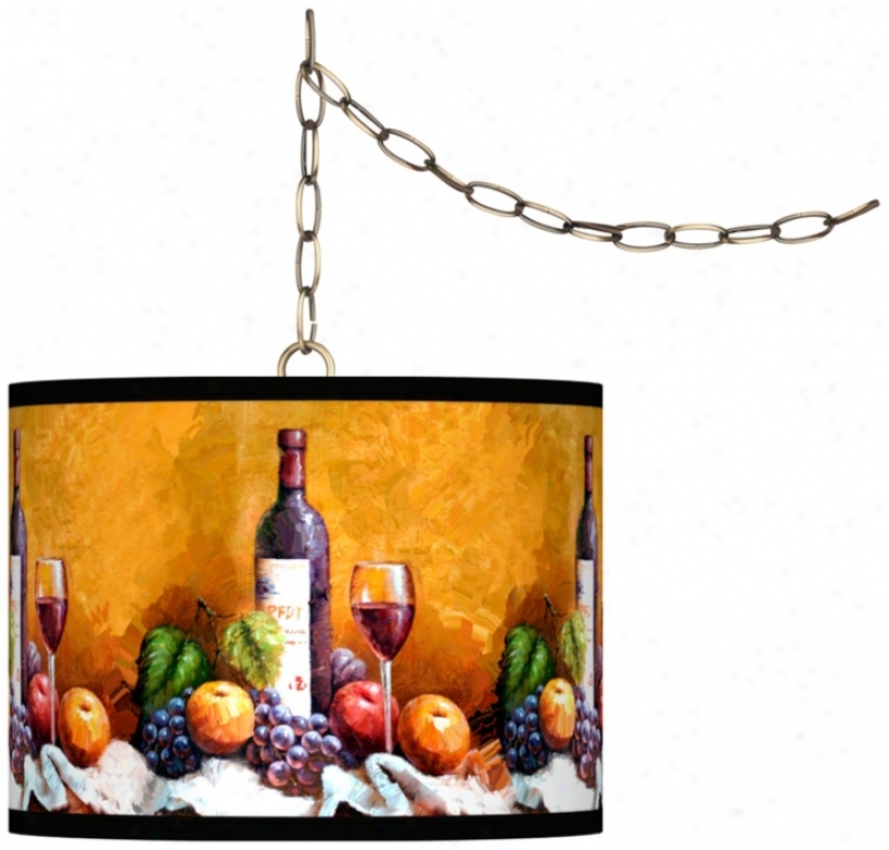 Wine And Produce  Giclee Glow 13 1/2" Brass Swag Pendant (w7782-x9257)