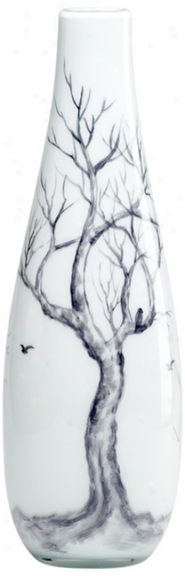 Winter Elm Glass Mean average White Vase (v1442)