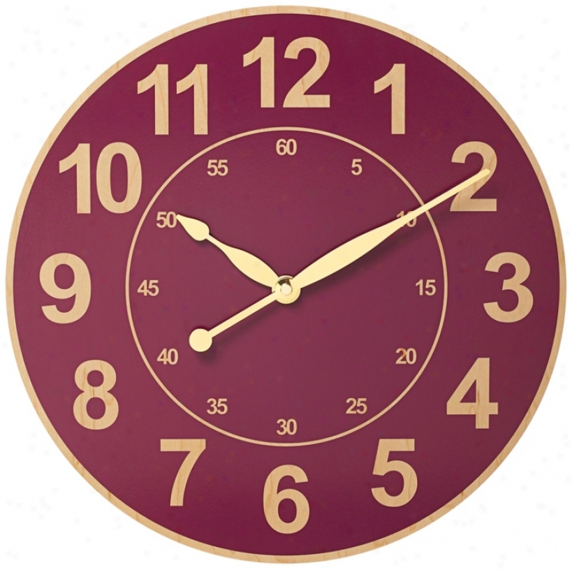 Wood Grain Red 12 1/2" Wide Wall Clock (r2660)