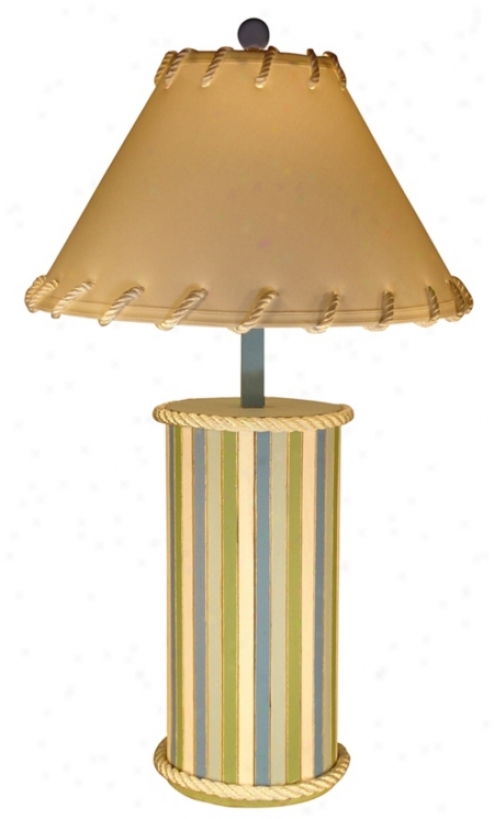 Wood Plank Beach Stripe Cylinder Table Lamp (60534)