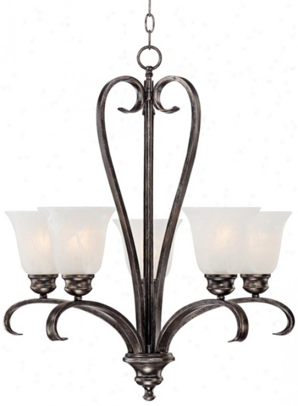 Worthington 24" Wide Alabaster Glass Bronze Chandelier (w7370)