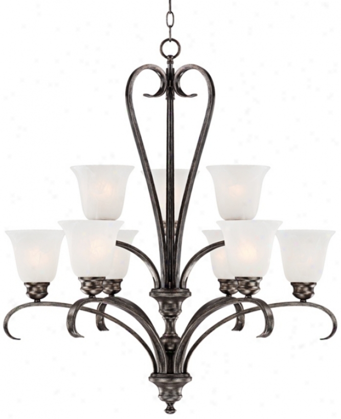 Worthington 31" Wide Alabaster Glass Bronze Entry Chandelier (w7373)