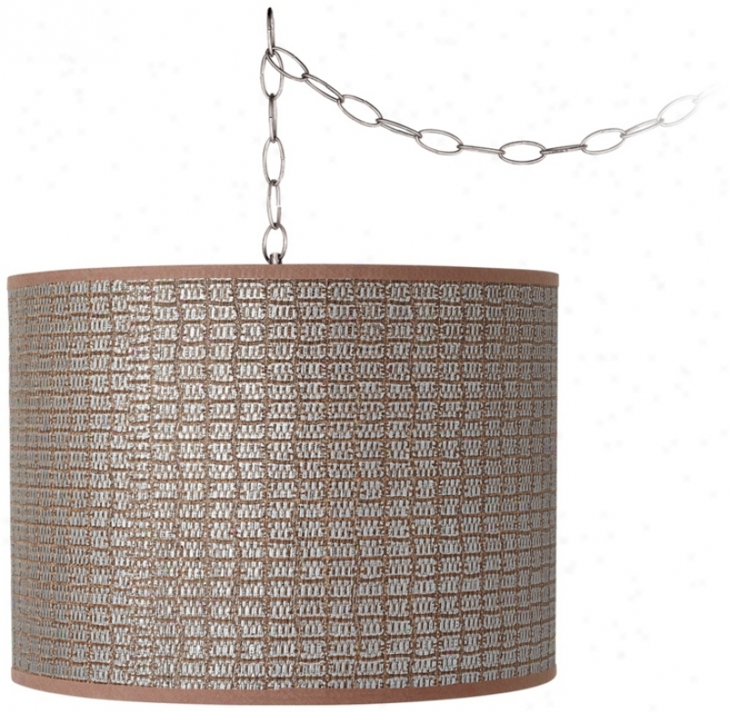 Woven Brown Silver 15" Wide Brusged Steel Swag Chandelier (w2813-u1434)