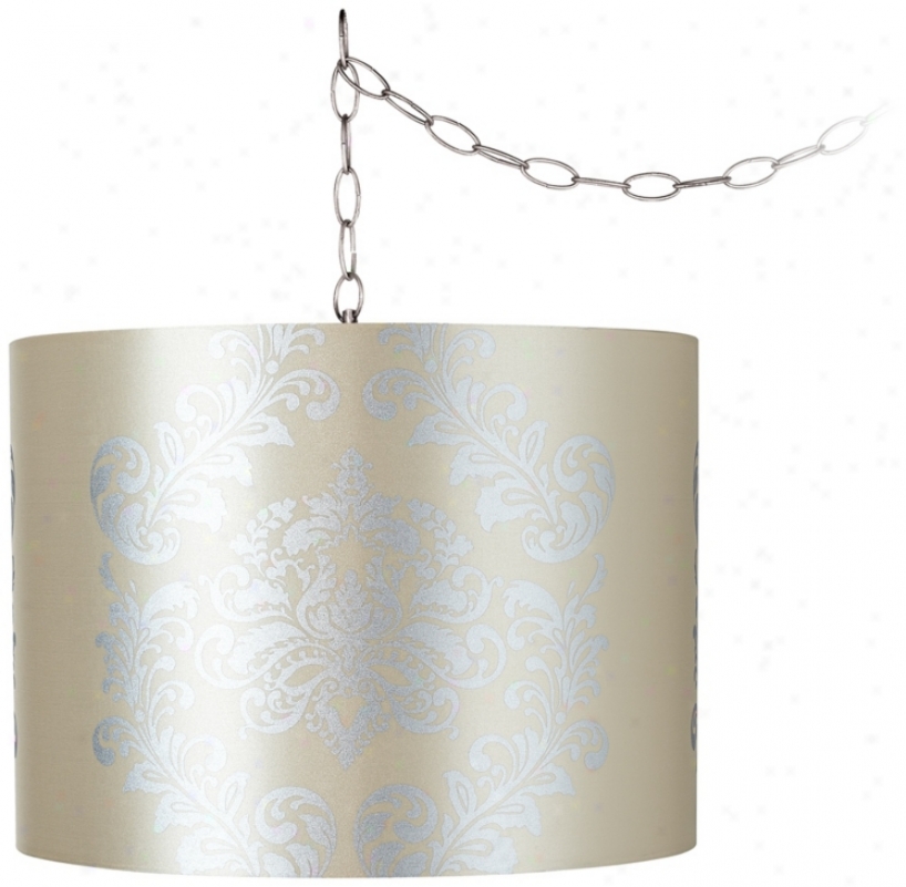 Yellow With Silver 15" Wide Brushed Sreel Swag Chandelier (w2813-u1435)