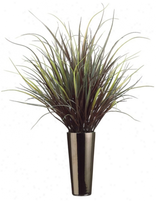 Yucca Grass In Tall Ceramic Vase Faux Plant (n6766)