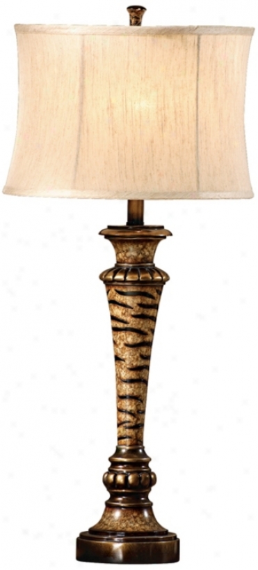 Zebra Finish Faux Silk 3-way Table Lamp (j1248)