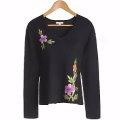 Avqlin Sweater - V-neck, Needle-out Embroidery (for Women)