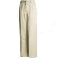 Cotton Twill Elastic Waist Pants - Flat Front (for Women)