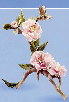 Boehm Porcelain Calliope Hummingbird With Cherry Blossoms