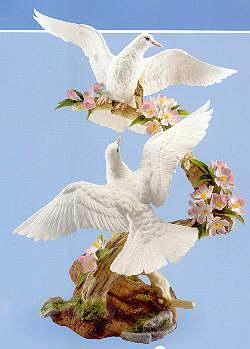 Boehm Porcelain Doves With Apple Blossoms