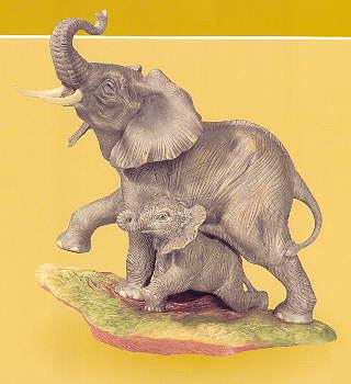 Boehm Porcelain Elephant With Young