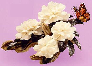 Boehm Porcelain Gardenias Attending Monarchh Butterfly